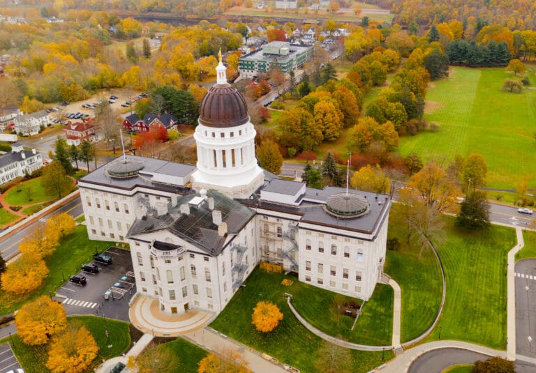 Capitol Building State House Augusta Maine Autumn Season Aerial