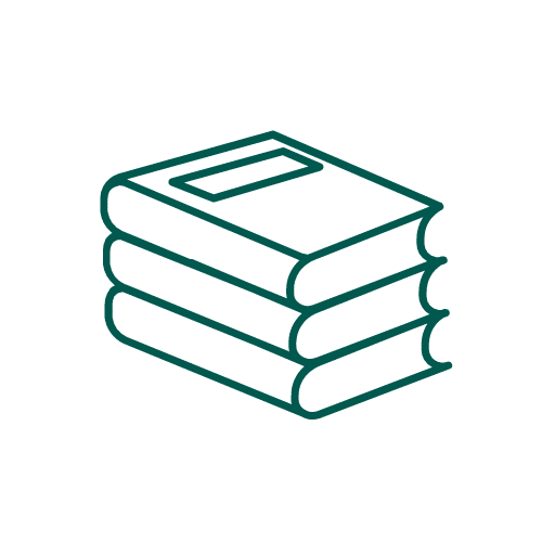 Icon, dark green, books