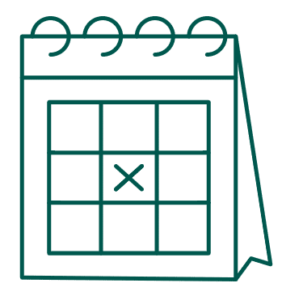 Icon, dark green, calendar